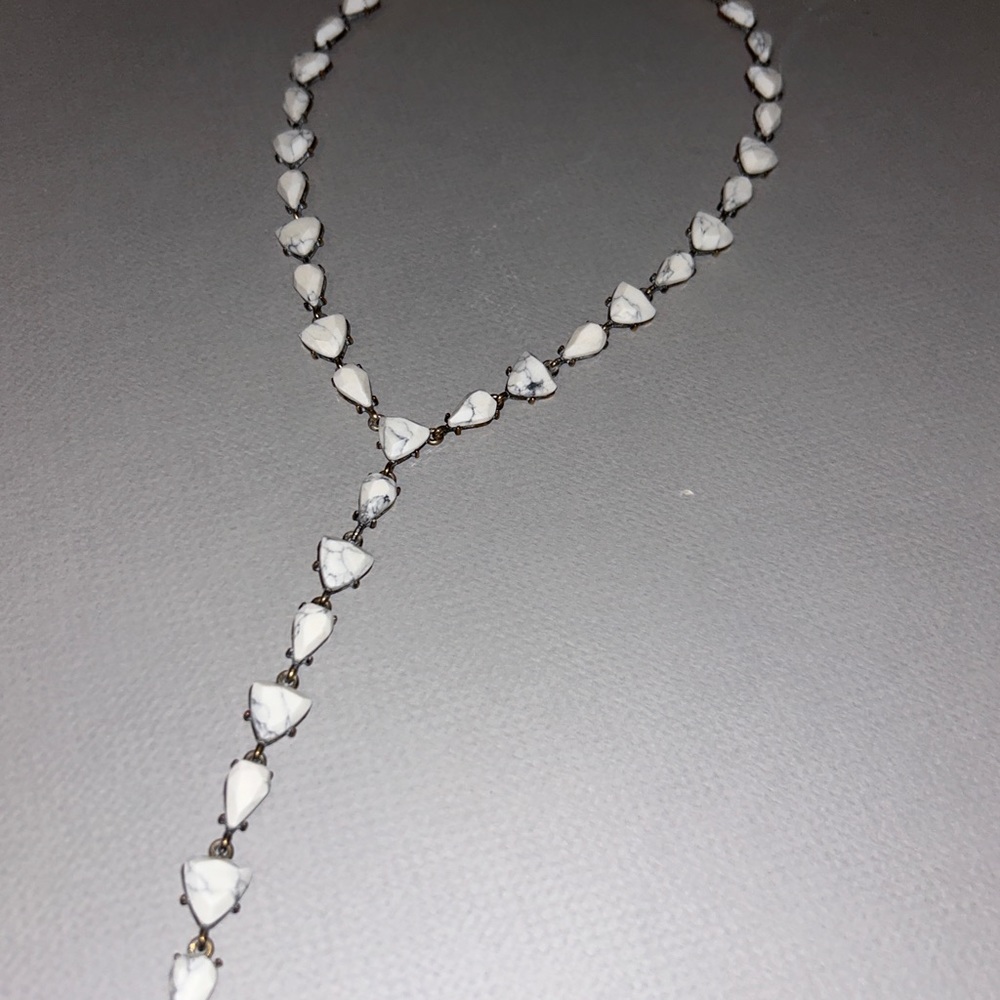 Baublebar - 18k Gold Plated Rosary-style Necklace w/ white marble stones